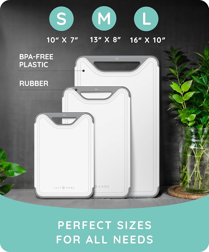 Cutting Boards for Kitchen, Plastic Cutting Board Set of 3, Dishwasher Safe - Image 3