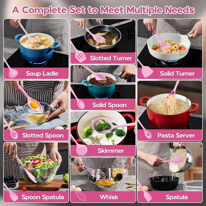 Onader Silicone Cooking Utensils Set, 10 Pieces Kitchen Utensils Set - Image 7