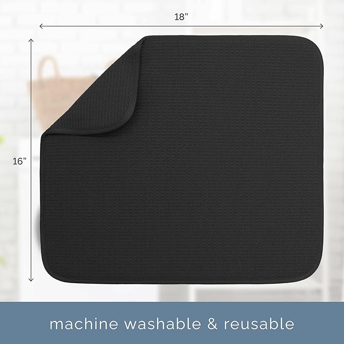 S&T INC. Dish Drying Mat, 16” x 18”, Absorbent Microfiber Kitchen Counter Mat - Image 6
