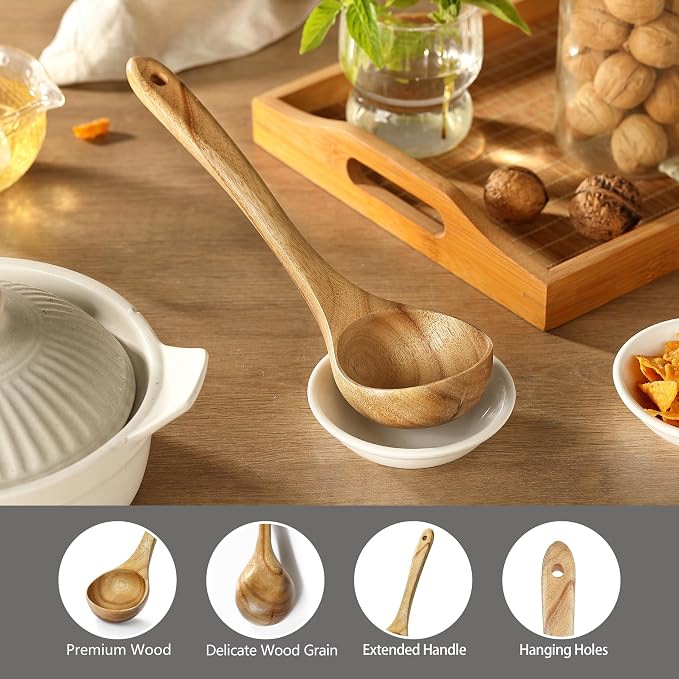 Ladle, Kaloo Teak Acacia Wooden Soup Ladle Spoons - Image 3