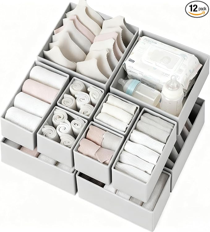 Criusia Drawer Organizer Clothes 12 Pack, Dresser Organizer by Criusia
