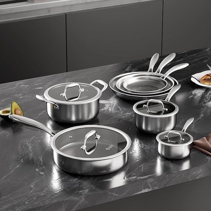 COOKER KING Stainless Steel Cookware Set, Hybrid Ceramic Cookware, Non-Stick - Image 8