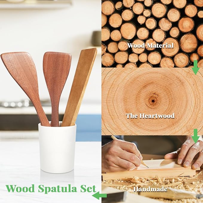 3Pcs Wooden Spatulas, 12inch Long Handle Flat Spatula Set - Image 4