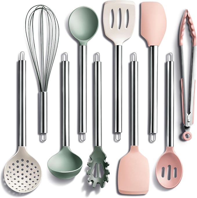 COOK WITH COLOR Silicone Cooking Utensils, Kitchen Utensil Set, Cooking Utensils by CookwithColor