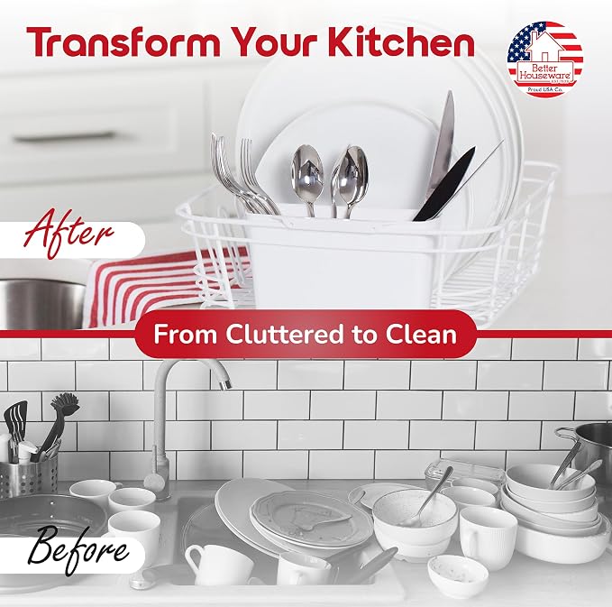 Better Houseware Dish Drying Rack, Space-Saving Dish Drainer Rack - Image 4