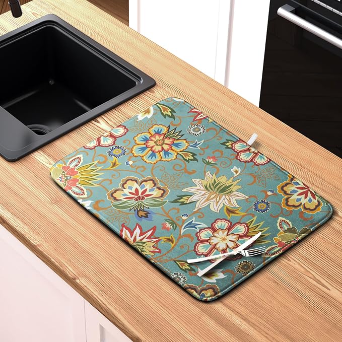 Boho Floral Kitchen Dish Drying Mat - Image 6