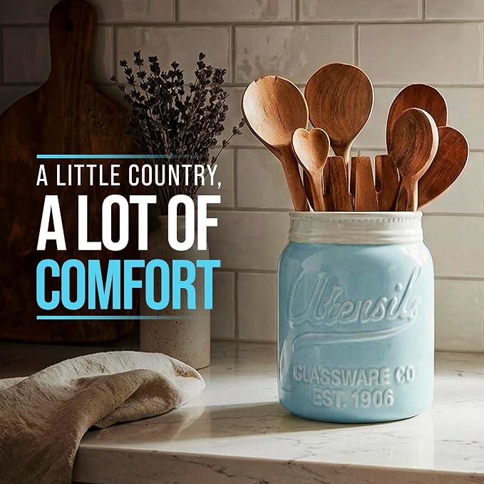 Comfify Wide Mouth Mason Jar Utensil Holder Decorative Kitchenware Organizer - Image 8