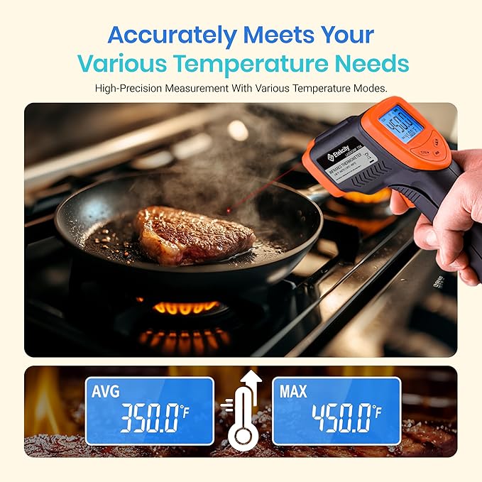 Etekcity Infrared Thermometer Laser Temperature Gun 774, Meat Food Candy Oven - Image 6