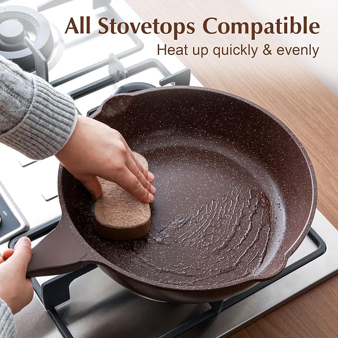 SENSARTE Nonstick Deep Frying Pan Skillet, 12-inch Saute Pan - Image 4