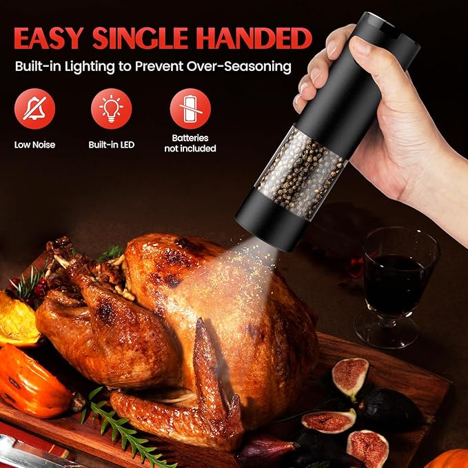 Electric Salt and Pepper Grinder Set Automatic Battery Pepper Mill Shakers - Image 2