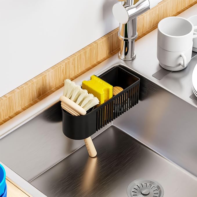 SuoXing Inside Sink Sponge Holder, Plastic Dish Sink Organizer - Image 2