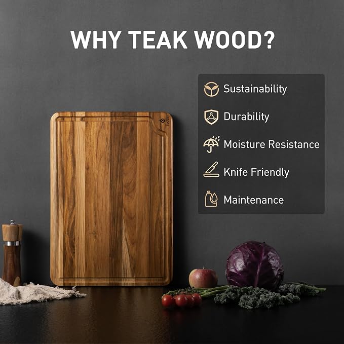 Teak Wood Cutting Board 17inch Wooden Chopping Board Bamboo High-end Mother - Image 2