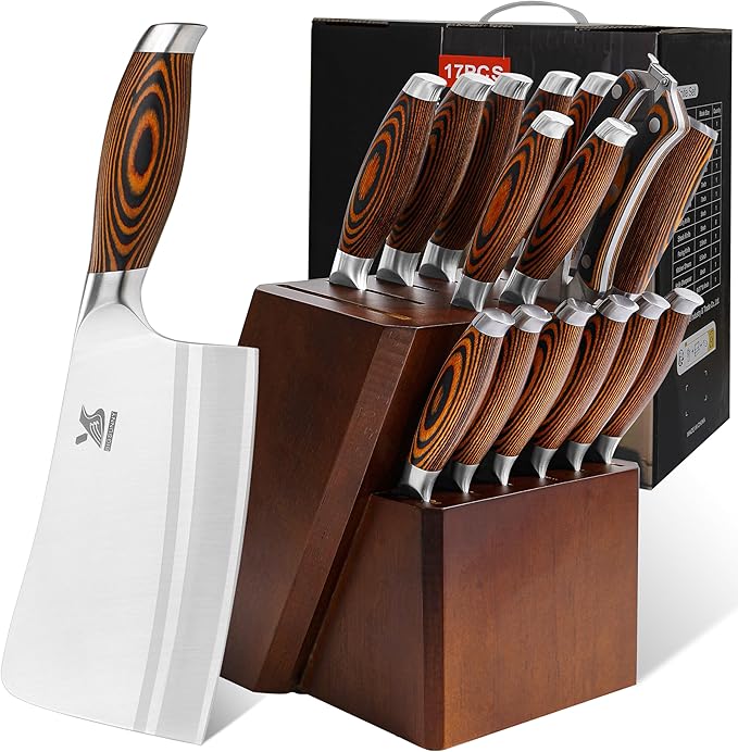 MSY BIGSUNNY Knife Block Set 17-piece Knife Set by MSYBIGSUNNY