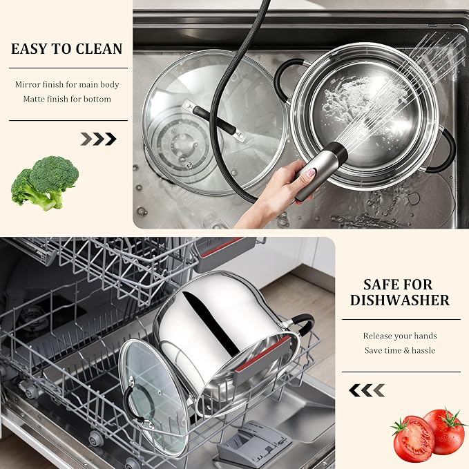 E-far 12 Quart Stock Pot, Stainless Steel Pot - Image 7