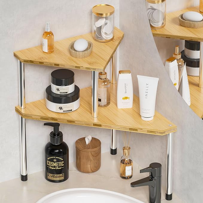 Weenson Bathroom Organizer Countertop Corner Shelf – 2 Tier Bathroom by Weenson