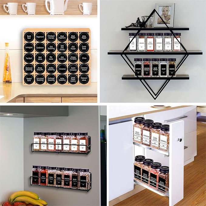 Churboro 25 Spice Jars with 547 Labels- Glass Spice Jars with Black Metal Caps - Image 7