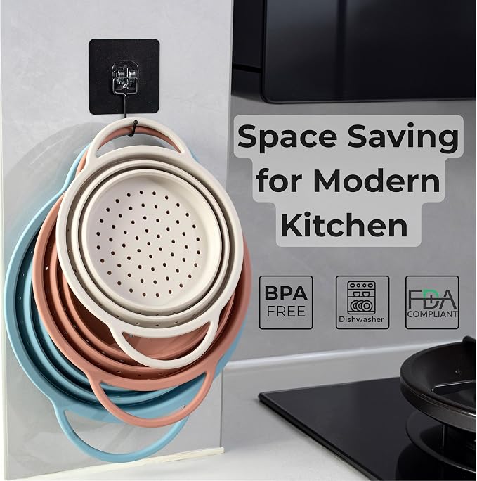 Silicone Colander Set – Collapsible Platinum Silicone Strainer - Image 8