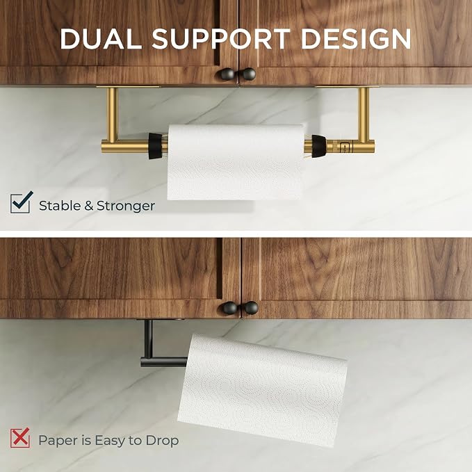 FORIOUS Paper Towel Holder Under Cabinet, Single Hand Operable - Image 3