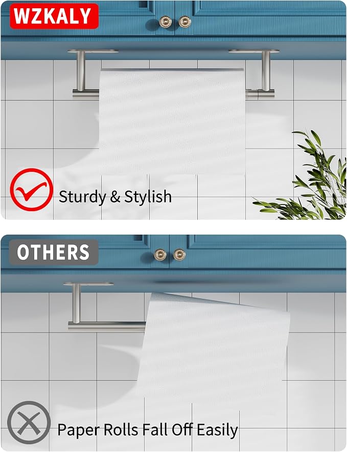 Paper Towel Holder Under Cabinet, Self Adhesive or Wall Mounted SUS304 - Image 3