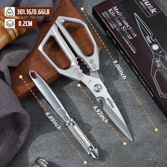 Huusk Kitchen Scissors and Potato Peelers Set, Stainless Steel Cooking Shears - Image 6