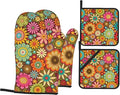 Mandala Flower Pattern Oven Gloves and Hot Pads Set by Unknown