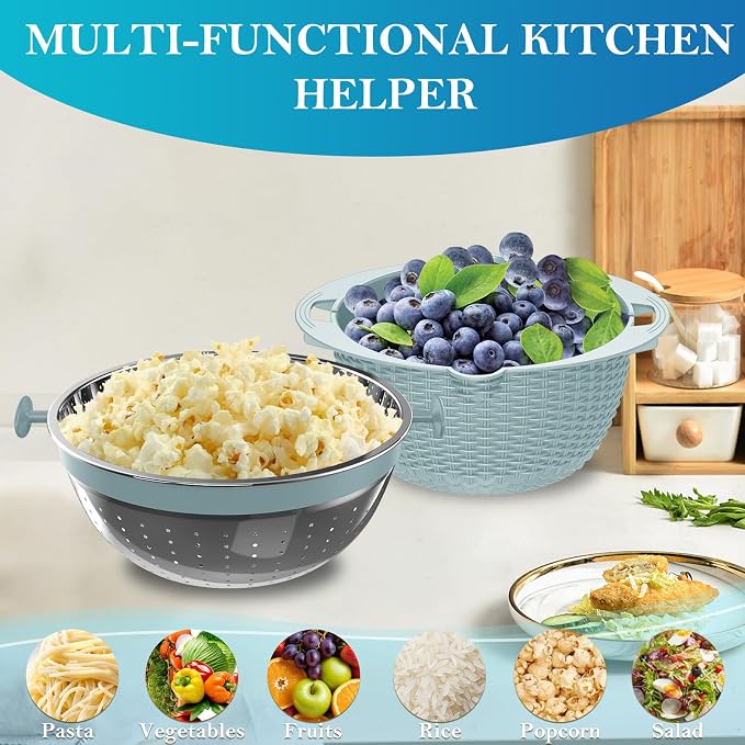 4 in 1 Colander with Mixing Bowl Set, Colander - Image 7