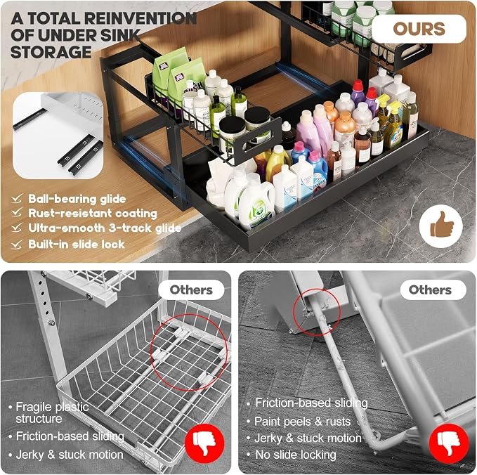 1 Pack-16"-26"W Expandable Under Sink Organizer - Image 5