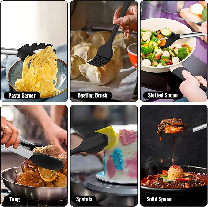 E-far 14 Pieces Silicone Cooking Utensils Set, Kitchen Utensils Set - Image 6