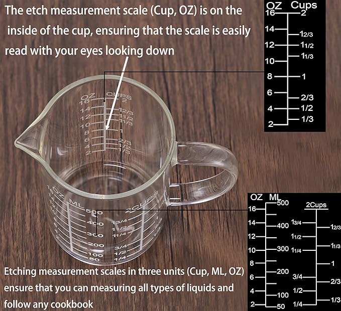 Ackers Mirror Etching Scale Glass Measuring Cup--Made of High Borosilicate - Image 3
