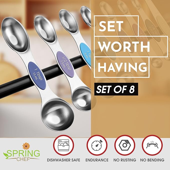 Spring Chef Stainless Steel Magnetic Measuring Spoons Set of 8 - Image 2