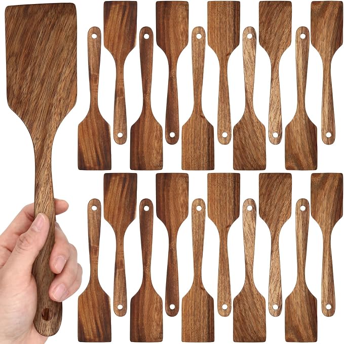 Sieral 20 Pcs Wooden Spatulas Bulk, 11 Inches Natural Acacia Wooden Spatulas by Sieral