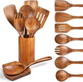 Wooden Spoons for Cooking, Comfortable Grip Wooden Cooking Utensils Set by Unknown