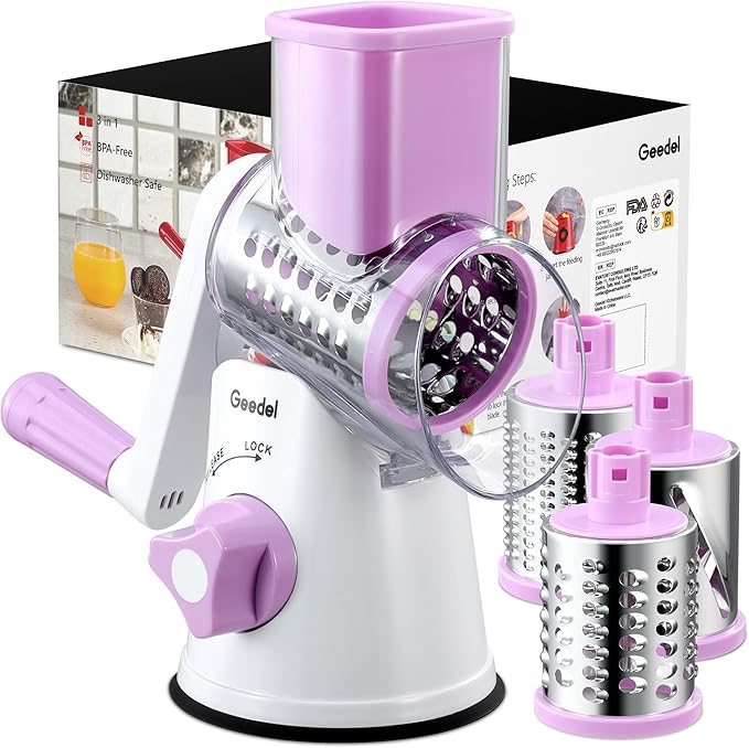 Geedel Rotary Cheese Grater, Kitchen Mandoline Vegetable Slicer by Geedel