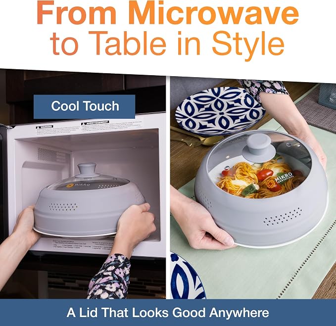 Mikro Innovations Glass & Silicone Microwave Splatter Cover – Tall and - Image 3