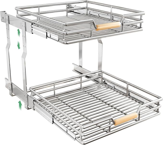 Pull out Cabinet Organizer, 2 Tiers 23"W X 21"D, Heavy Duty Smooth Sliding by Kitstorack