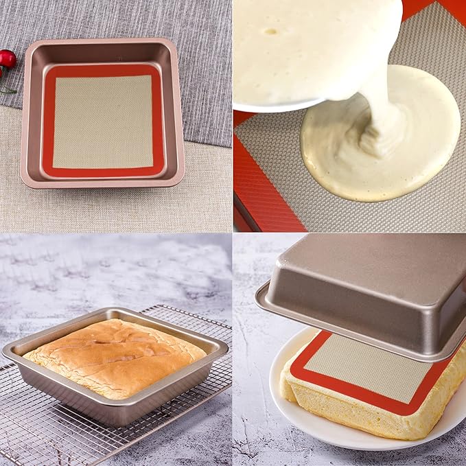 Silicone Baking Mats for 8 inch Square Cake Pan, Non-stick Reusable Cookie - Image 7