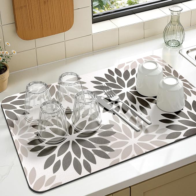 Findosom Floral Dish Drying Mat, Cuttable Drying Mat - Image 5