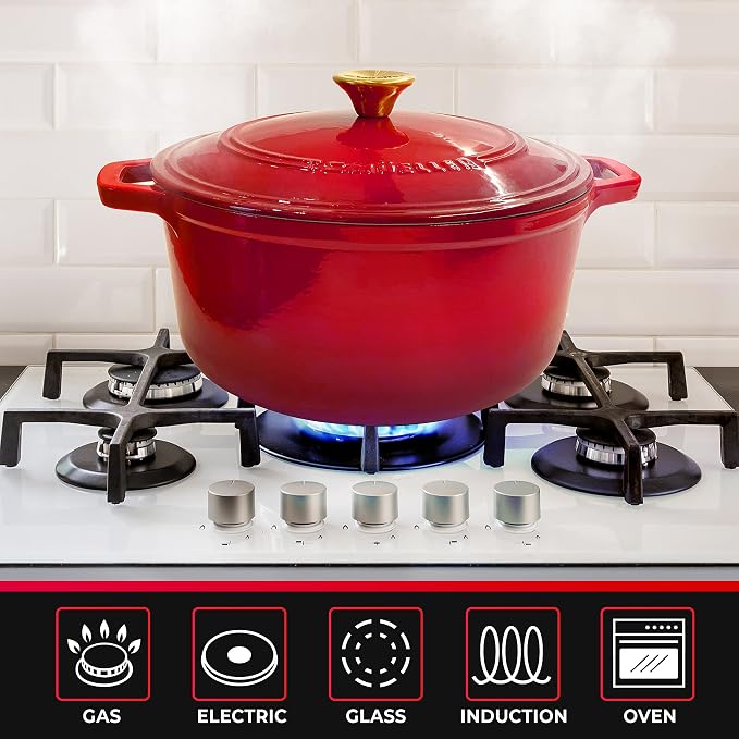 Mueller 6qt Enameled Cast Iron Dutch Oven, Heavy-Duty Casserole and Braiser Pan - Image 6