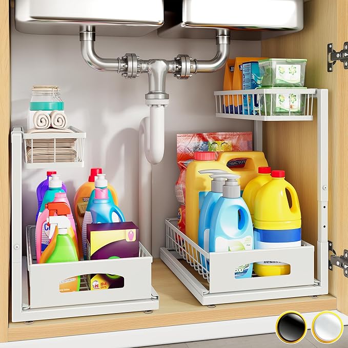 Under Sink Organizer, 2 Pack Cabinet Organizer by Fabutier