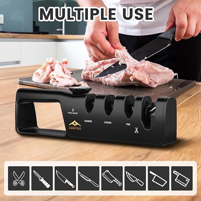 4-in-1 Knife Sharpener with Angle Guide, Adjustable Edge, 3-Stage - Image 5