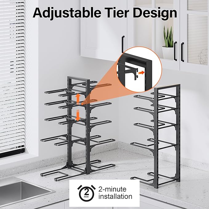 MUDEELA 10-Tier Pots and Pans Organizer under Cabinet, 23.62" Height Heavy Duty - Image 6
