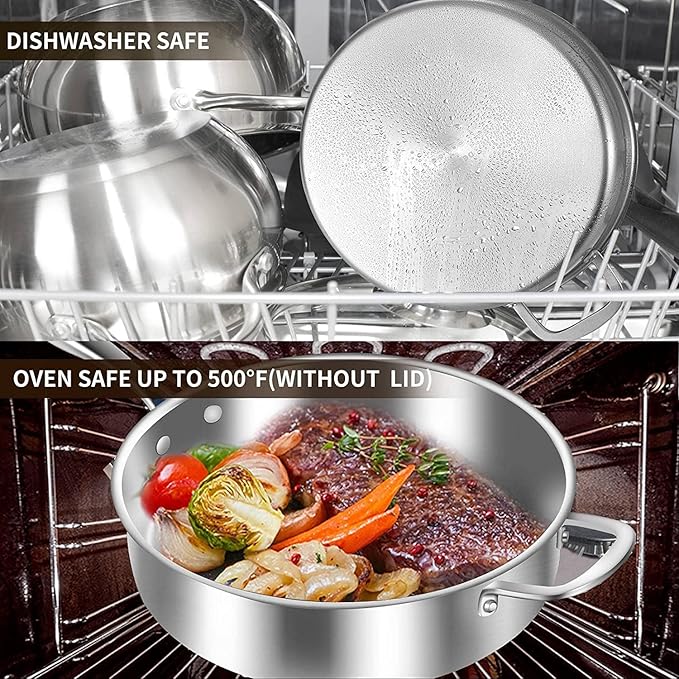 LOLYKITCH 10 Inch Tri-Ply Stainless Steel Sauté Pan - Image 6
