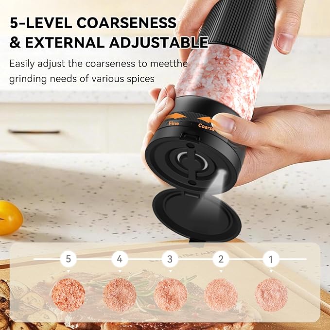 Electric Salt and Pepper Grinder Set, Upgrade 2-Speed Setting, External 5 - Image 3