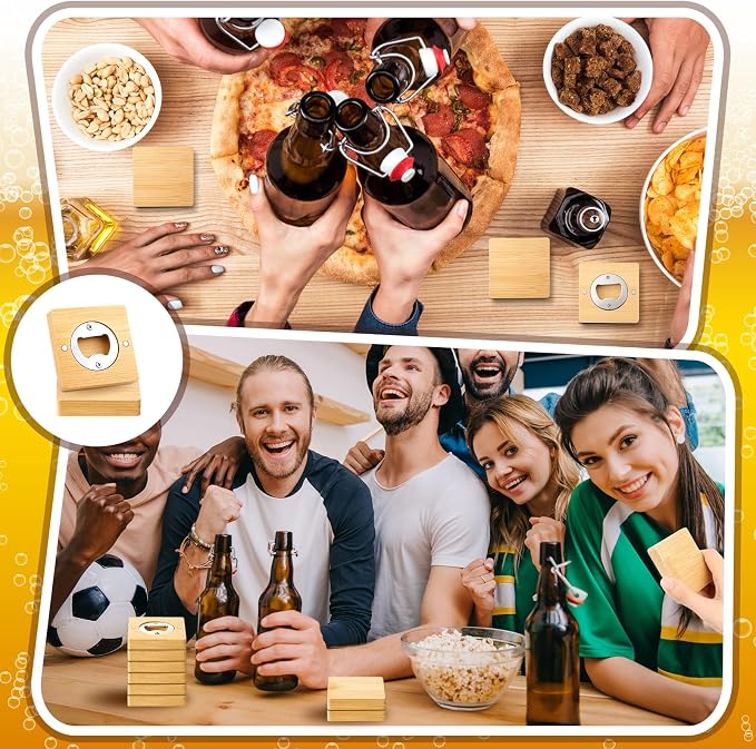 Vesici 24 Pcs Magnetic Bottle Opener 2.5in DIY Bamboo Square Shape Beer Openers - Image 7