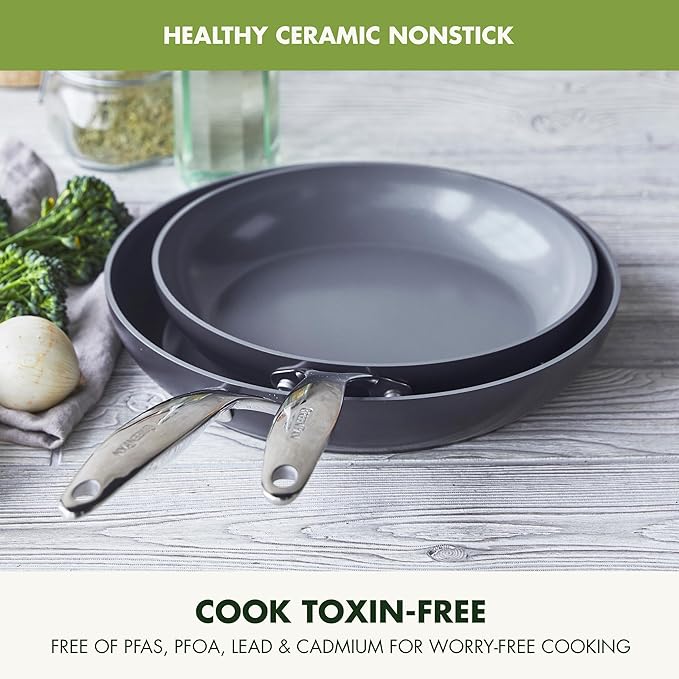 GreenPan Valencia Pro Hard Anodized Healthy Ceramic Nonstick 10" and 12" Frying - Image 3
