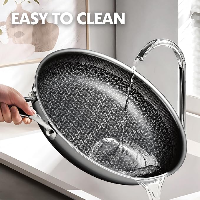 SNOWCLAD Frying Pan, 10 Inch Hybrid Non Stick Stainless Steel Skillets - Image 5
