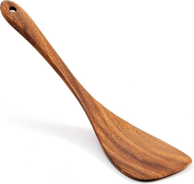 Jilla-hla Wooden Spatula Nonstick Turner Acacia Wood, Left Long Handle Flat by Jilla-hla