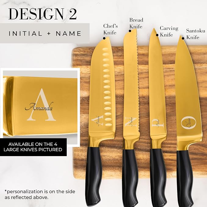 Personalized Black and Gold Knife Set - Image 4