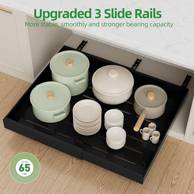PAKETA 4 Pack Expandable Pull Out Cabinet Organizer, Upgrade 3 Slide Rails - Image 7