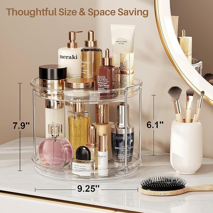LAMU 4 Pack 2 Tier Lazy Susan Turntable Organizer 9.25'' Rotating Spice Rack - Image 4